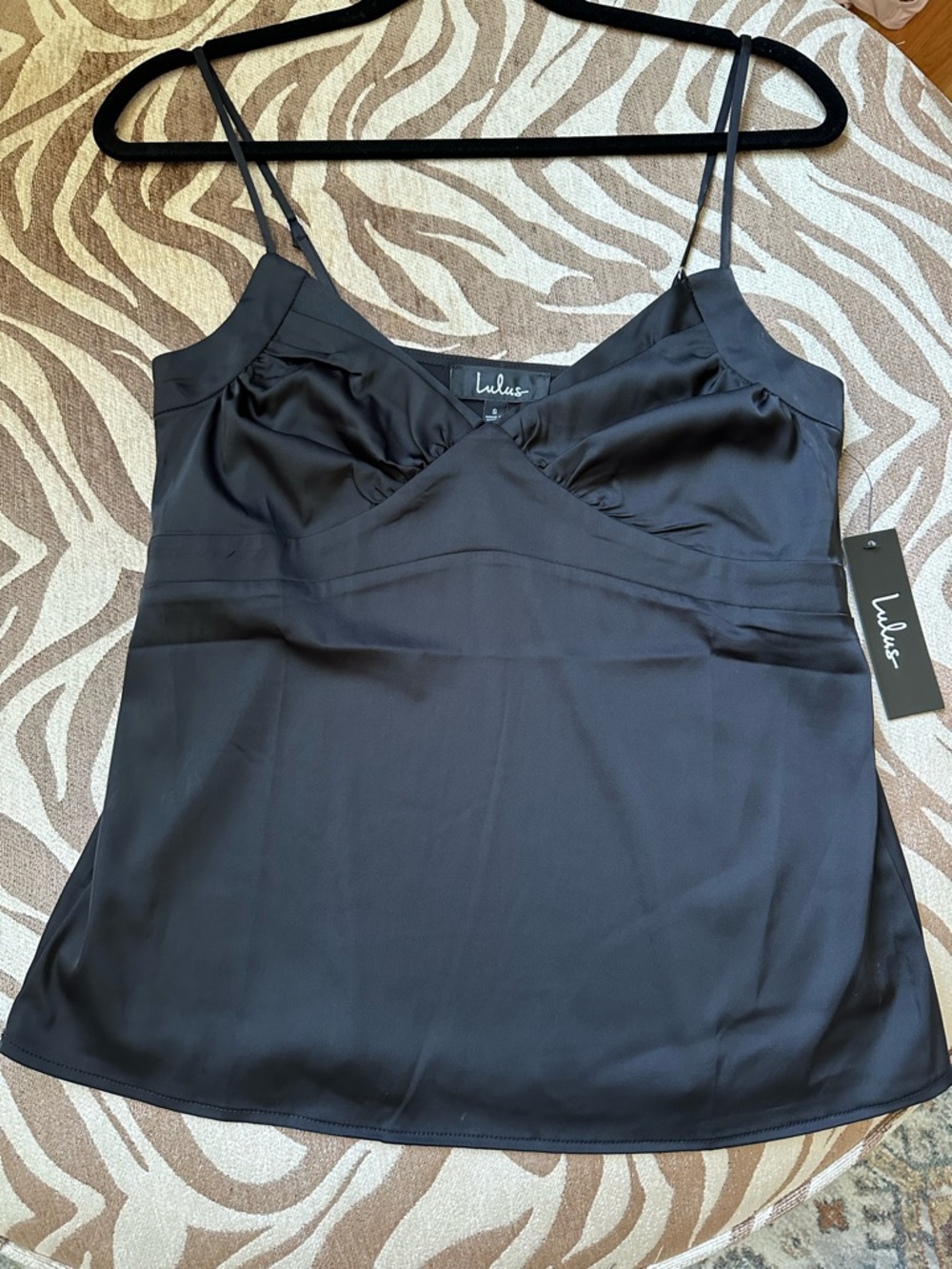 Lulus Never Change Black Satin Cami Top - Size S - Picture 2 of 7